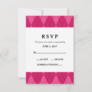 Pink Argyle Wedding Response Card