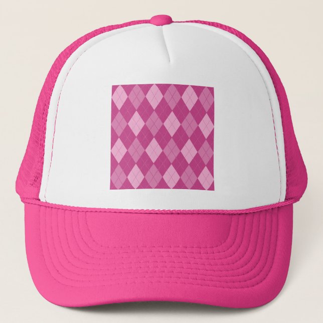 Pink Argyll Trucker Hat (Front)