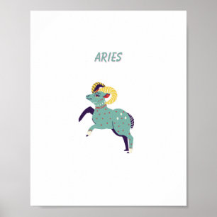 Pink Aries, zodiac, star sign print