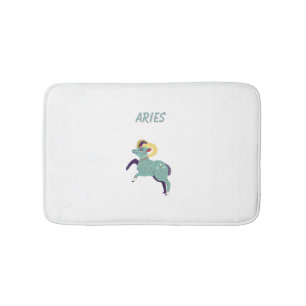 Pink Aries, zodiac, star sign print Bath Mat