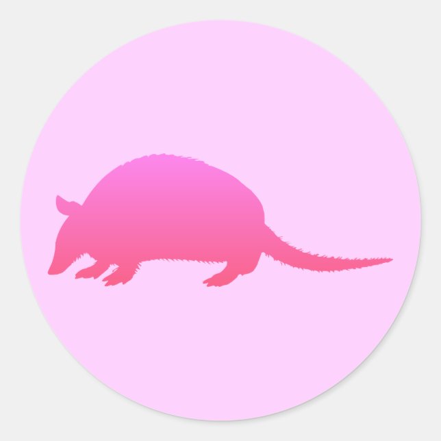 Pink Armadillo Classic Round Sticker (Front)