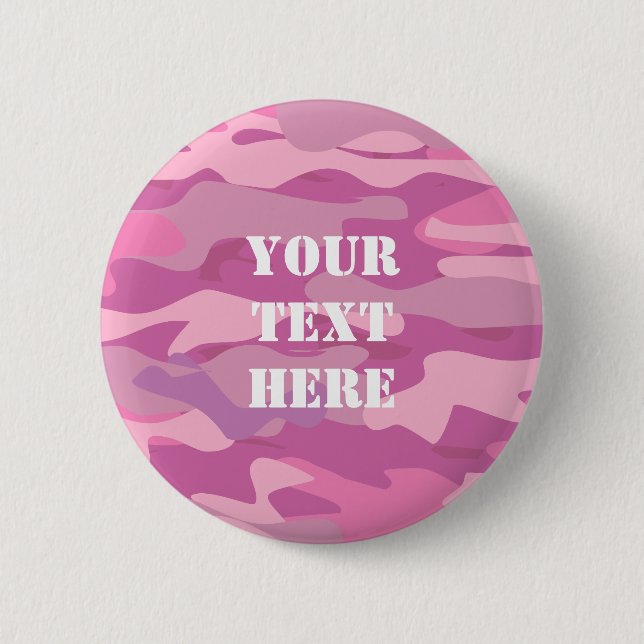 Pink army camouflage colour name badge buttons (Front)