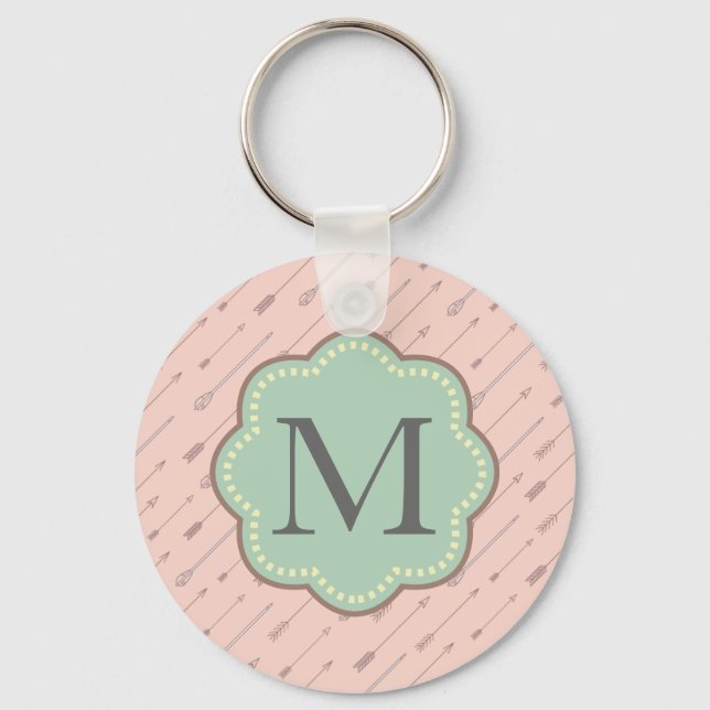Pink Arrows Monogram Key Ring (Front)