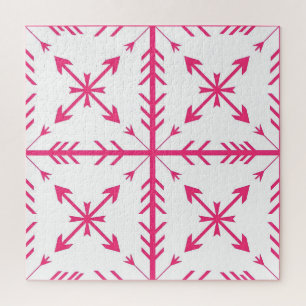 Pink arrows pattern on white jigsaw puzzle
