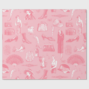pink art deco 1920s flapper glamour feminine wrapping paper
