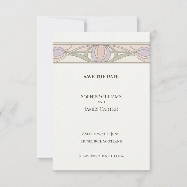 Pink Art Deco Border Save The Date (Front)