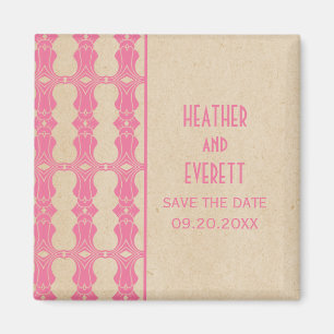 Pink Art Deco Border Save the Date Magnet