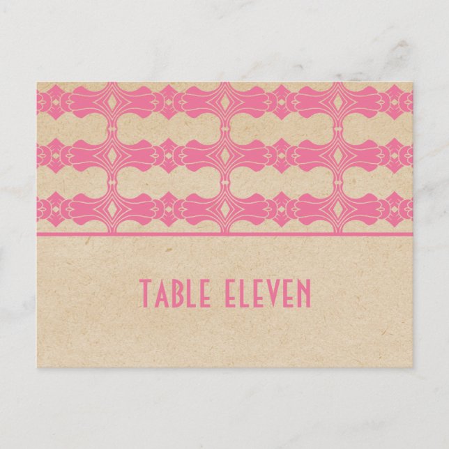 Pink Art Deco Border Table Number Postcard (Front)
