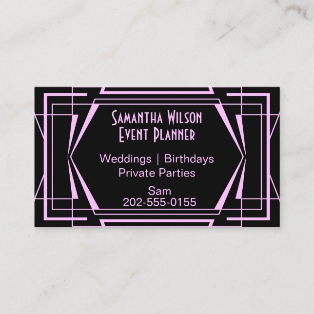 Pink Art Deco Business Card (Front)