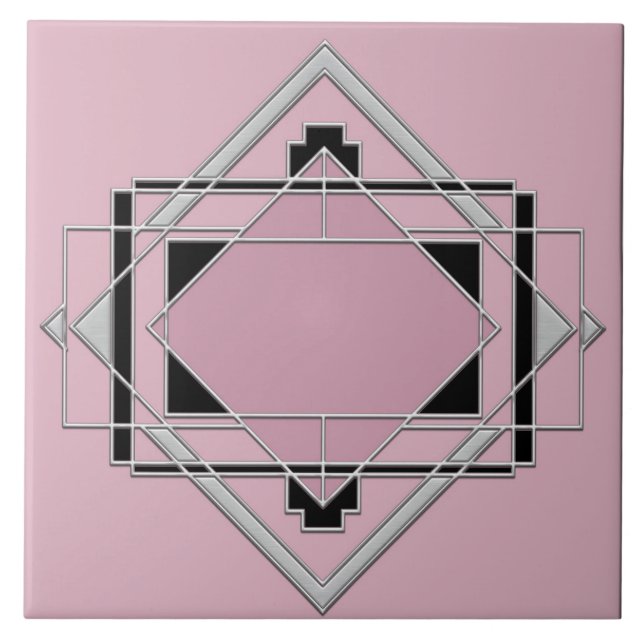 Pink Art Deco Ceramic Tile. Ceramic Tile (Front)