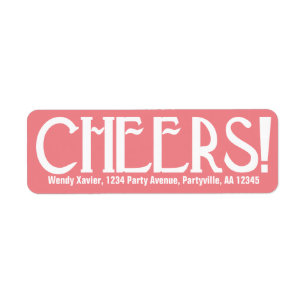Pink Art Deco Cheers Return Address Label