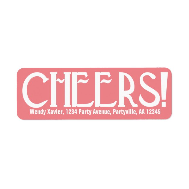 Pink Art Deco Cheers Return Address Label (Front)