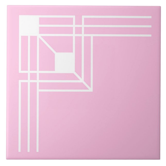 Pink Art Deco Corner Ceramic Tile (Front)