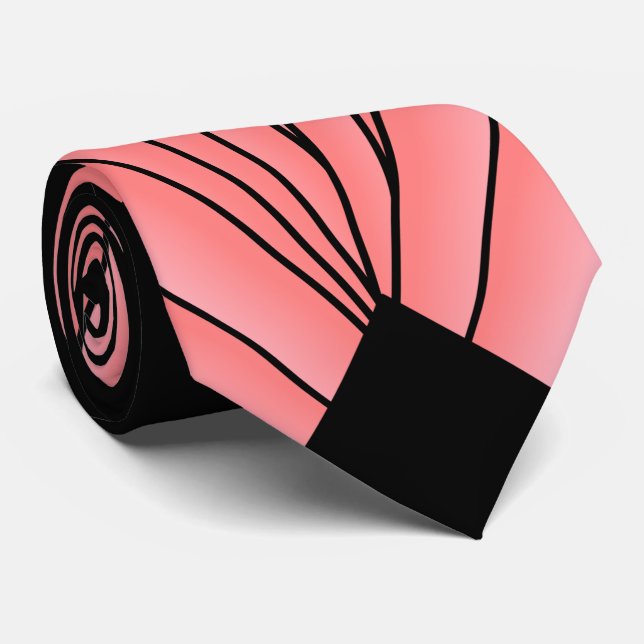 Pink Art Deco Design Tie (Rolled)
