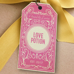 Pink art deco love potion apothecary label