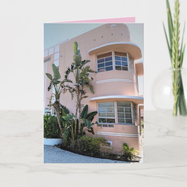 PINK ART DECO MIAMI BEACH CLASSY BIRTHDAY CARD (Front)