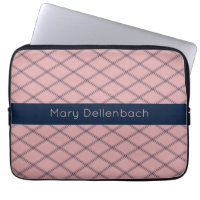 Pink Art Deco Pattern with Navy Name Stripe