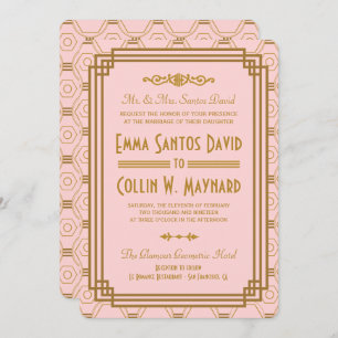 Pink Art Deco Wedding Invitations