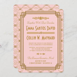 Pink Art Deco Wedding Invitations