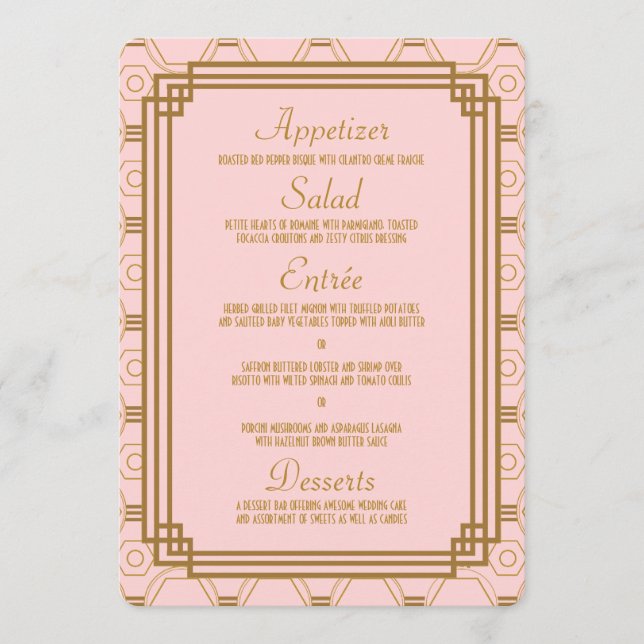 Pink Art Deco Wedding Menu (Front)