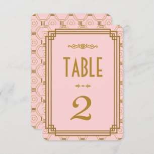 Pink Art Deco Wedding Table Numbers