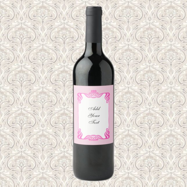 Pink Art Nouveau Border  Wine Label (Creator Uploaded)