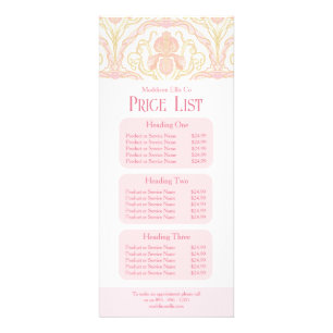 Pink Art Nouveau Floral Price List  Rack Card