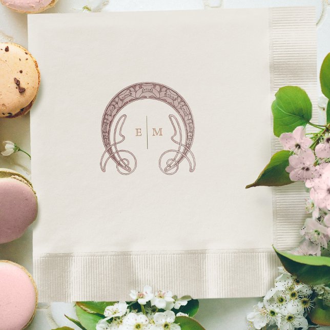 Pink Art Nouveau Monogram Initials Table Decor Napkin (Creator Uploaded)