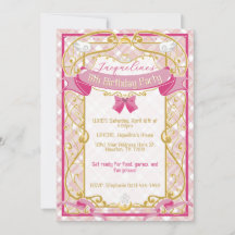Pink Art Nouveau Princess Birthday Invitation