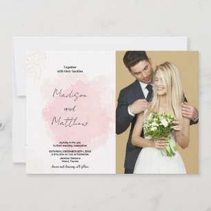 Pink Art Wedding Invitations with photo