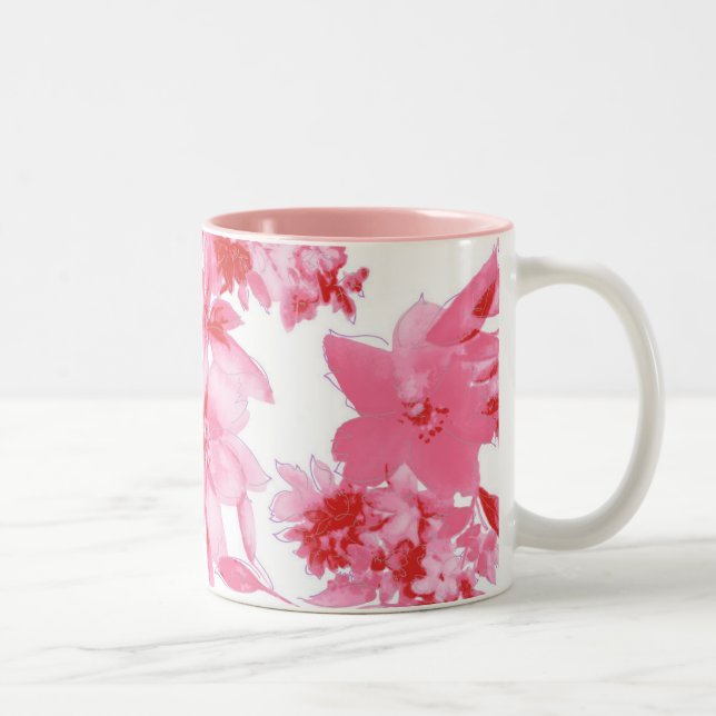 Pink Artistic Flower Mug (Right)