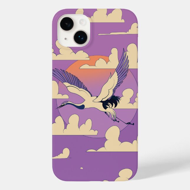 Pink Asian Crane Bird Case-Mate iPhone Case (Back)