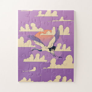 Pink Asian Crane Bird Jigsaw Puzzle