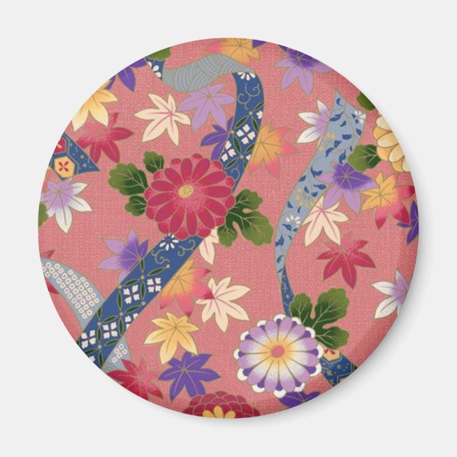 Pink Asian Floral Magnet (Front)