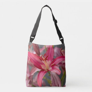 Pink Asiatic Lily Close‑Up Botanical Crossbody Bag