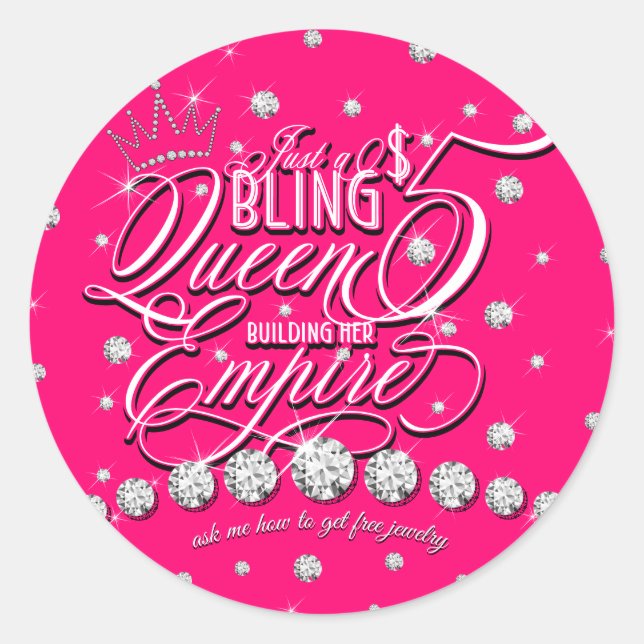 Pink Ask me how to get free bling crown jewellery Classic Round Sticker (Front)