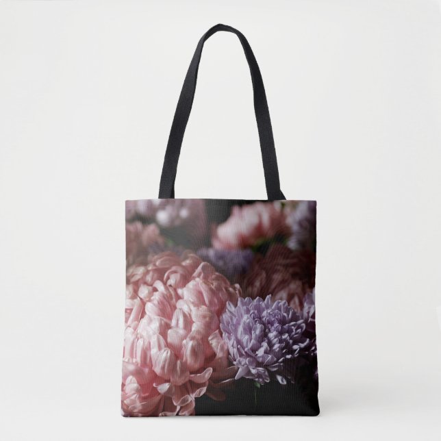 Pink Aster Bouquet: Baroque Lighting. Tote Bag (Front)