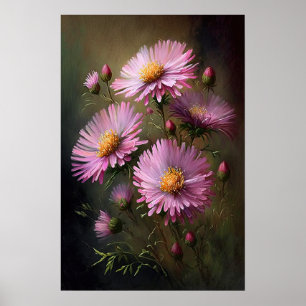 Pink Aster Flower Art Print Poster
