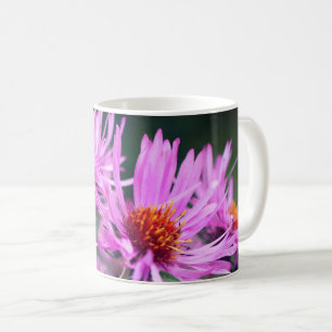 Pink Aster Flowers Personalised Coffee Mug