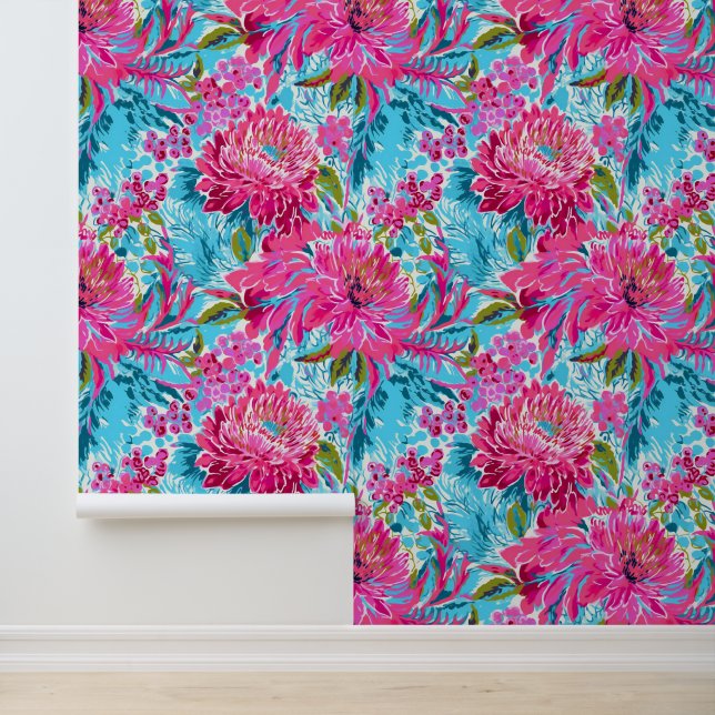 Pink Asters and Berries Wallpaper (Application)