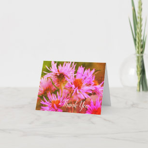 Pink Asters Flower Art Thank You Card
