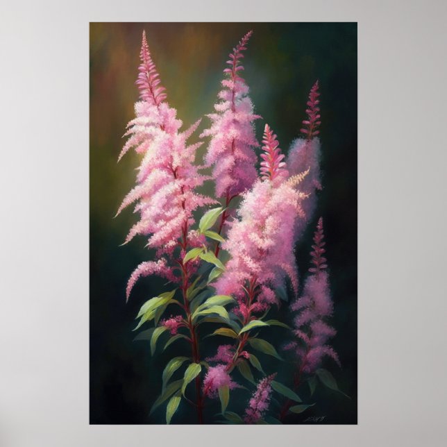 Pink Astilbe Flower Art Print Poster (Front)