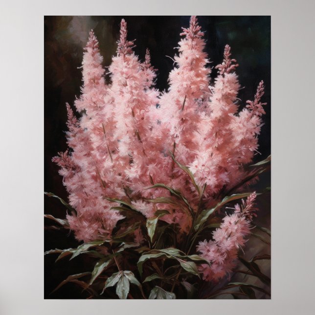 Pink Astilbe Flowers Art Print Poster (Front)