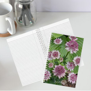 Pink Astrantia Blooms Floral Notebook
