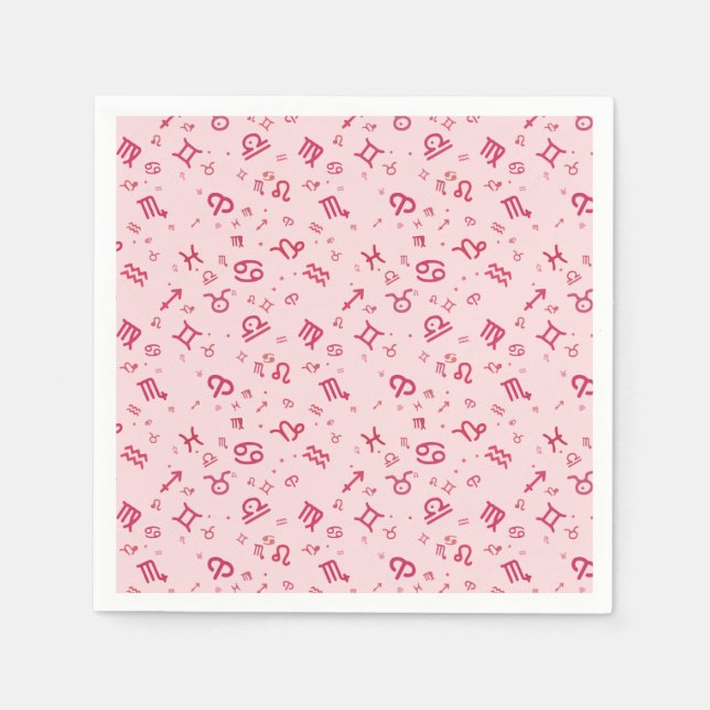 Pink Astrology Zodiac Symbol Sign  Napkin (Front)