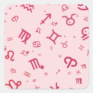 Pink Astrology Zodiac Symbol Sign  Square Sticker
