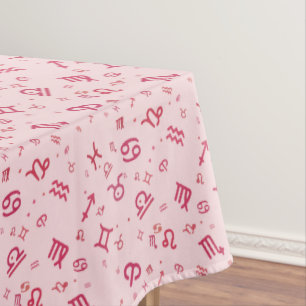 Pink Astrology Zodiac Symbol Sign  Tablecloth