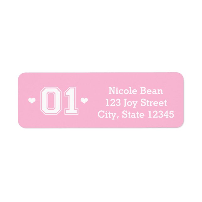 Pink Athletic 01 1st Birthday Address Labels (Front)
