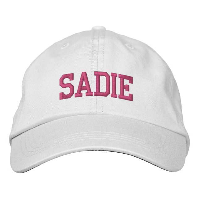 Pink Athletic Block Monogram Custom Name Embroidered Hat (Front)