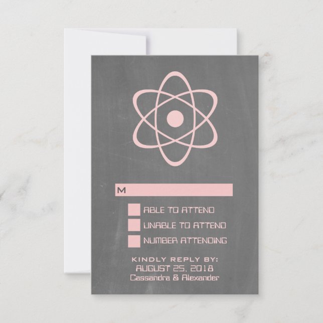 Pink Atomic Chalkboard Response Card (Front)